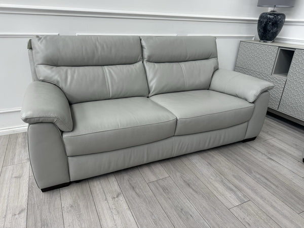 Furniture Village Light Grey Leather Sofa 3 Seater & Armchair Sofa Set1