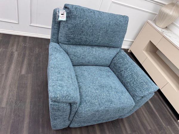 Furniture Village Armchair Power Recliner Blue Woven Fabric6