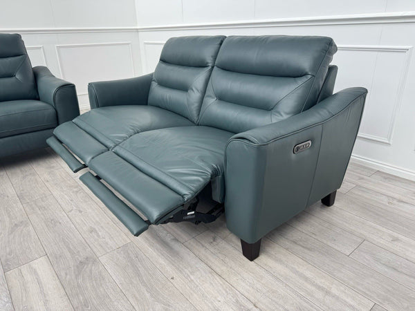 LAZYBOY MONZA STATIC 2 + 3 SEATER POWER RECLINER SOFA SET IN PETROL LEATHER3