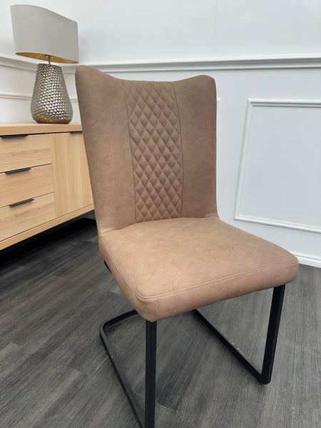 FV Loki Brown Faux Leather Cantilever Dining Chair (Choose Quantity)4