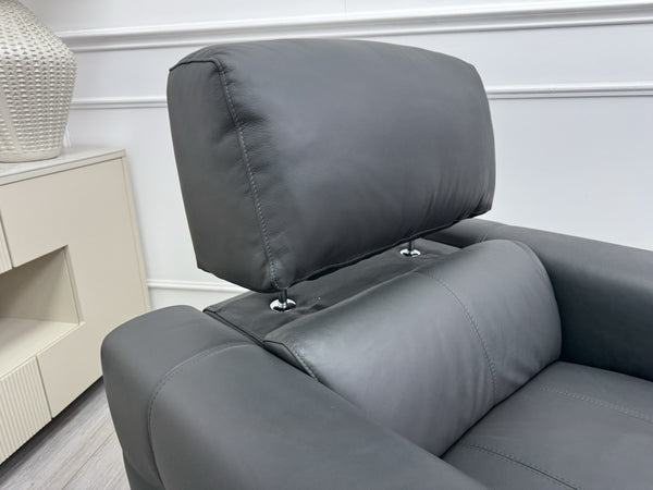 Furniture Village New York Power Recliner Armchair Grey Leather Power Headrest15