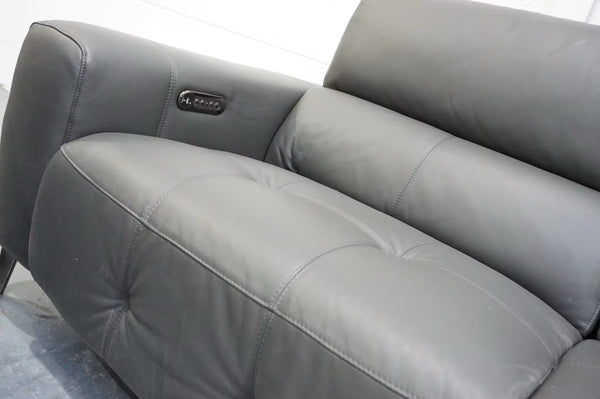 Furniture Village New York dark grey Leather Power Recliner 3 + 2 sofa Set5