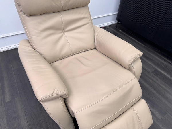 Furniture Village Rowen Beige Leather Armchair Power Recliner+Swivel+Rocking2