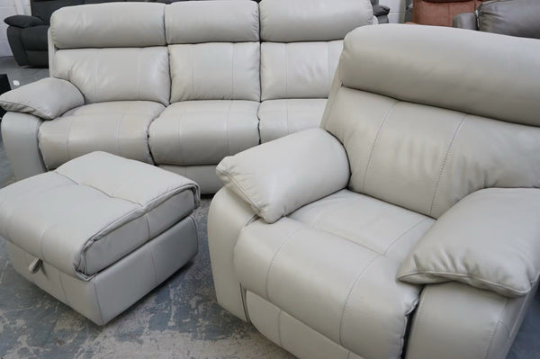 Furniture Village Moreno grey leather power recliner 3seater & Armchair sofa set1