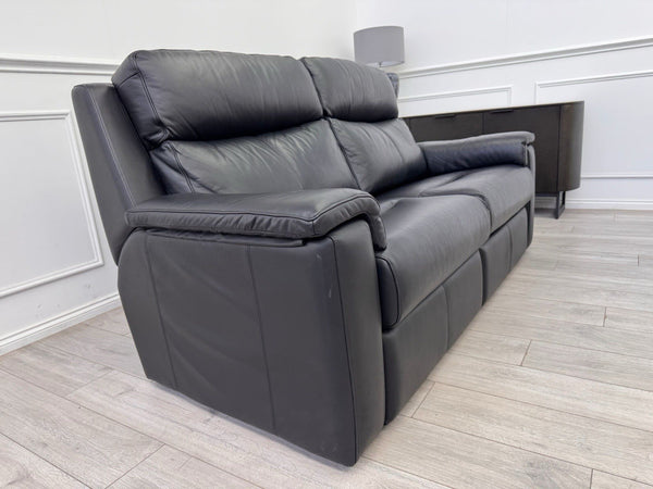 G PLAN Thornbury Static 3 Seater Sofa In Jet Black Leather1