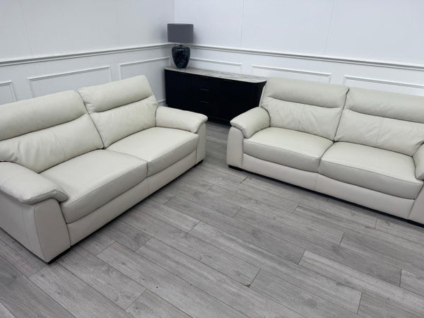 Furniture Village Hetty 3 + 3 Seater Sofa Set in Ivory/Off White Leather8