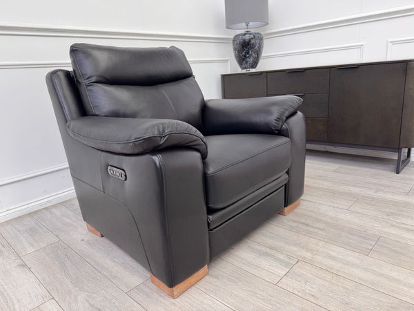 DFS Laiken Black Genuine Leather Armchair Electric Power Recliner0