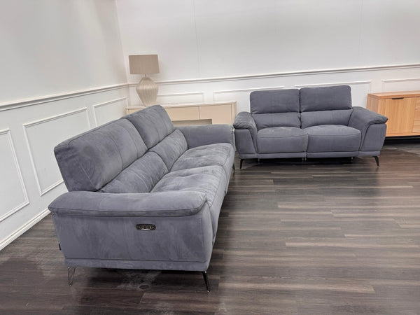 Furniture Village 3+2 Seater Sofa Set Power Recliner Dark Grey Suede20