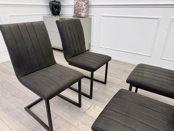 Furniture Village Grigio Set of 4 Grey Charcoal Faux Suede Dining Chairs1