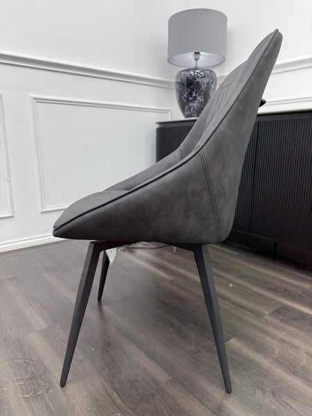 Furniture Village Crete Grey Leather Swivel Dining Chair9
