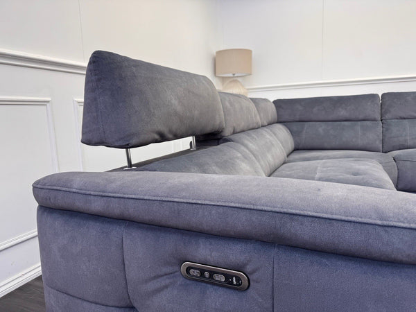 Furniture Village Moet Dark Grey Fabric Power Recliner Corner Sofa Headrests3
