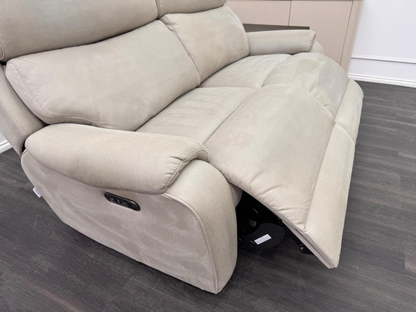 LA Z BOY Winchester Power Recliner 3 Seater Sofa In Beige Fabric Power Headrest11