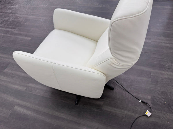 Furniture Village Le Mans Power Recliner White Leather Swivel Armchair9