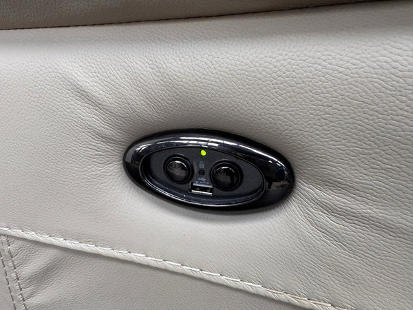 Furniture Village Chicago 3 & 2 Seater Sofa Set Power Recliner Pebble Leather3