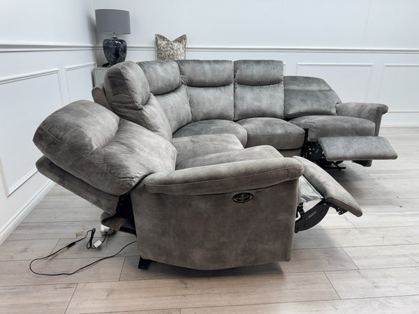 Furniture Village Lilly Corner Sofa In Grey Velvet Power Recliner1