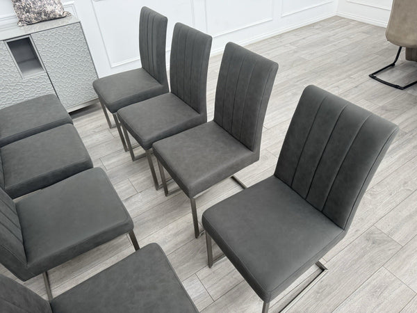 Furniture Village Grigio Set of 8 Grey Suede Dining Chairs10