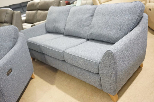 G Plan Vintage 68 tweed denim fabric Static 3 seater + Power Recliner Sofa Set4