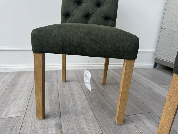 Furniture Village Hamilton Forest Green Fabric Pair Of 2 Dining Chairs9