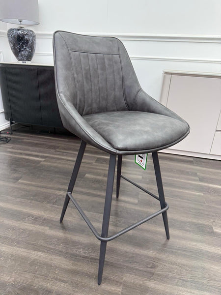 Furniture Village Crete charcoal grey faux leather dining barstool (Pre-sale)7