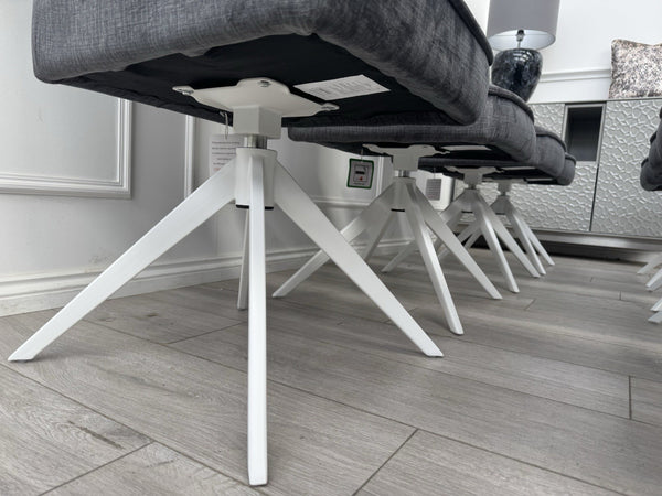 Furniture Village Glacier Set Of 8 Swivel Dining Chairs Dark Grey Fabric13