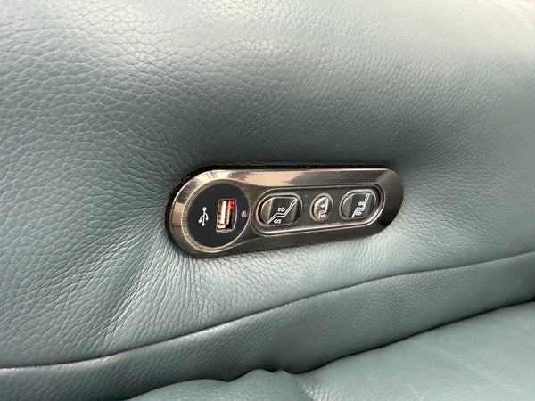 Sofology Renato Power Recliner 2 + 2 Seater Sofa Set Green Leather Media Console21