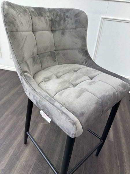 FV Kos Standard Dining Barstool Grey Velvet (Choose Quantity)4