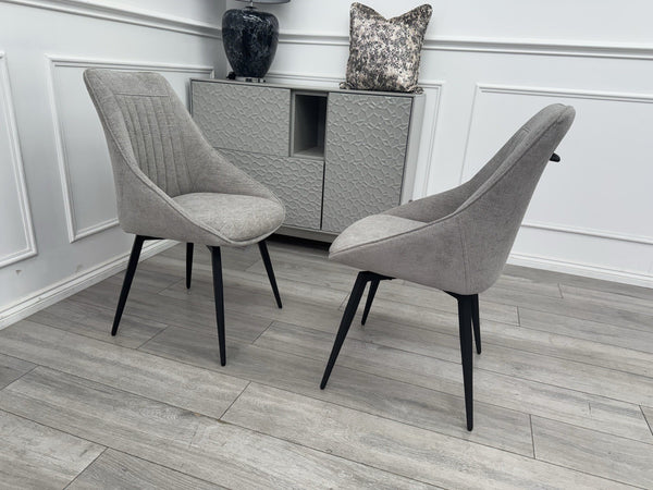 Furniture Village Crete Pair Of 2 Swivel Dining Chairs Grey Fabric2