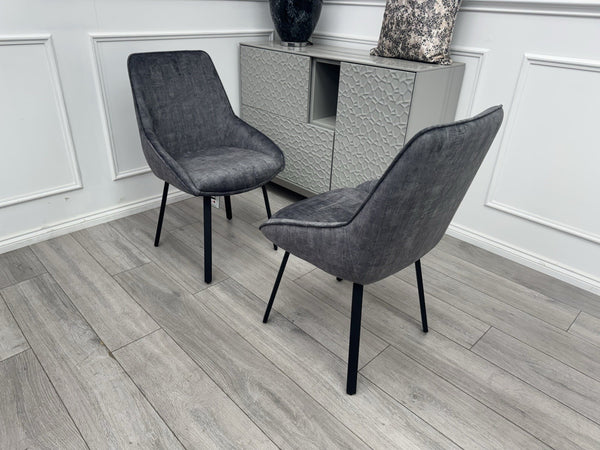 Furniture Village Veja Grey Velvet Pair Of 2 Dining Chairs0