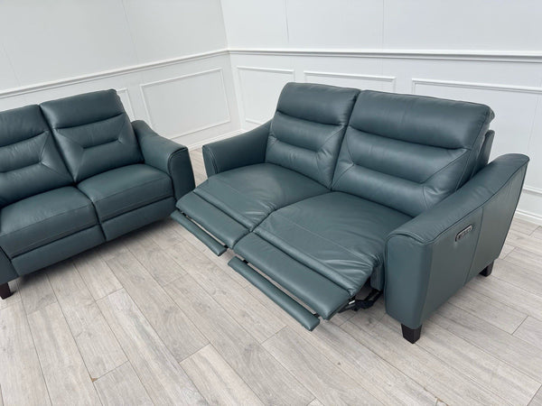 LAZYBOY MONZA STATIC 2 + 3 SEATER POWER RECLINER SOFA SET IN PETROL LEATHER8