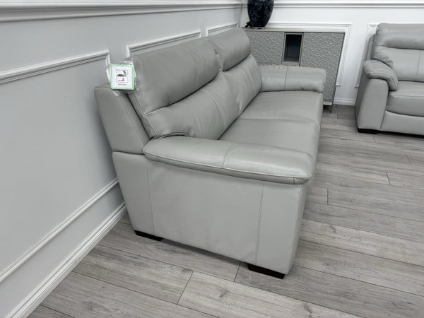 Furniture Village Light Grey Leather Sofa 3 Seater & Armchair Sofa Set6