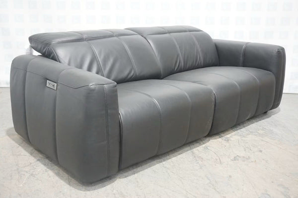 Furniture Village 3 Seater Sofa Power Recliners & Headrests Black Leather0