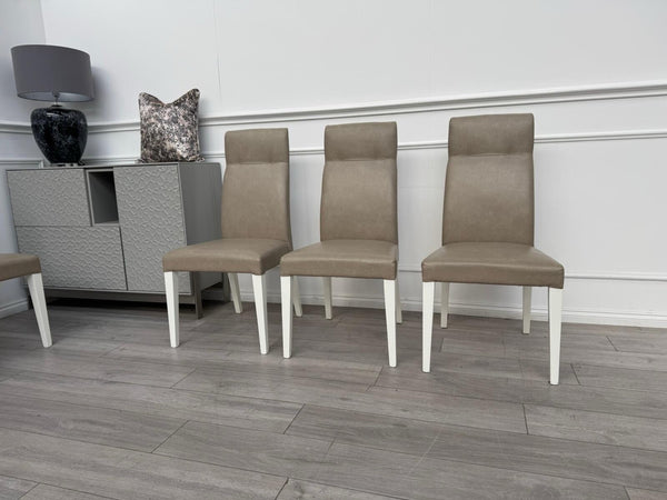ALF Fascina Set of 6 Faux Leather Dining Chairs Taupe/ Cream RRP £3,4471