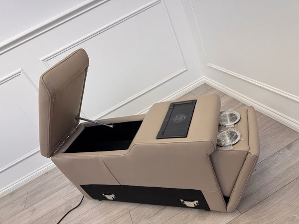 Sofology Plaza Console Stone Beige Leather Cup Holders Wireless Charging Socket0