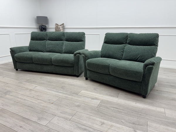 Furniture Village Piccolo Static 3 & 2 Seater Moss Green Fabric Sofa Set3