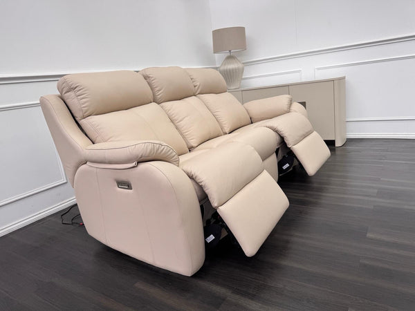 G Plan Kingsbury Beige  Leather 3 Seater Sofa Power Recliner Headrest & Lumbar2