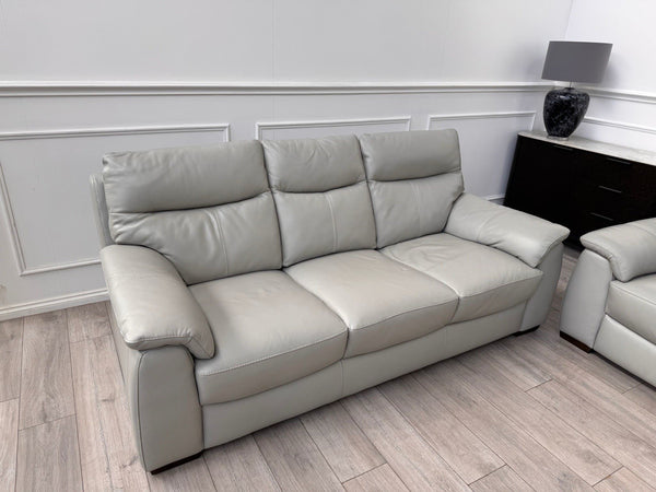 Furniture Village Grey Genuine Leather Sofa 3 & 3 Seater Sofa Set9