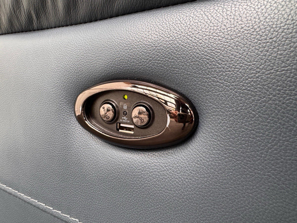 DFS Power Recliner Armchair Navy Blue Leather13