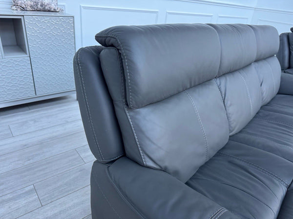 Furniture Village Charcoal Grey Static 3 + Power Recliner 2 Seater Sofa Set5