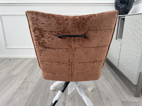 Furniture Village Saturn Rust Burnt Orange Fabric Pair Of 2 Swivel Dining Chairs11