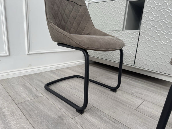 Furniture Village Warrior Taupe Faux Leather Pair Of 2 Cantilever Dining Chairs4