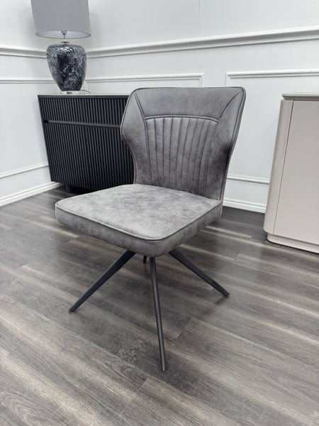 Furniture Village Aydin Charcoal Grey Faux Leather Swivel Dining Chair0