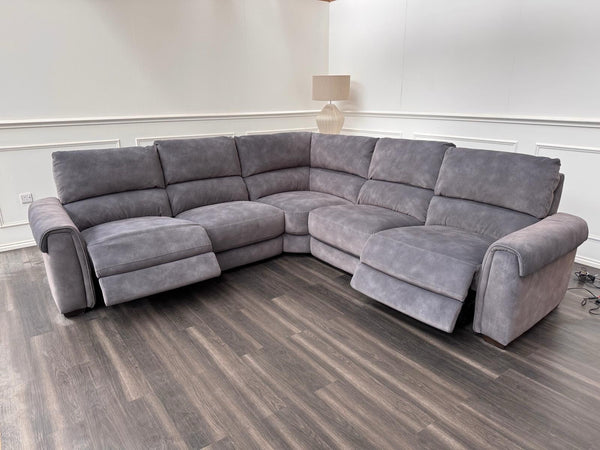Furniture Village Nixon Large Power Reclining Corner Sofa In Grey Lux Velvet0