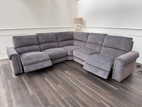 Furniture Village Nixon Large Power Reclining Corner Sofa In Grey Lux Velvet0