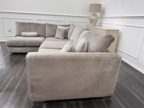 Sofology Majestica Truffle Fabric Terminal End Chaise Corner Sofa Full Back6