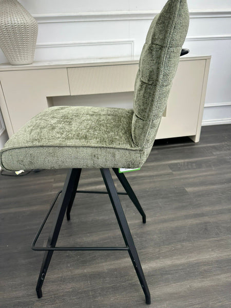 Furniture Village Saturn Green Fabric Swivel Dining Barstool5