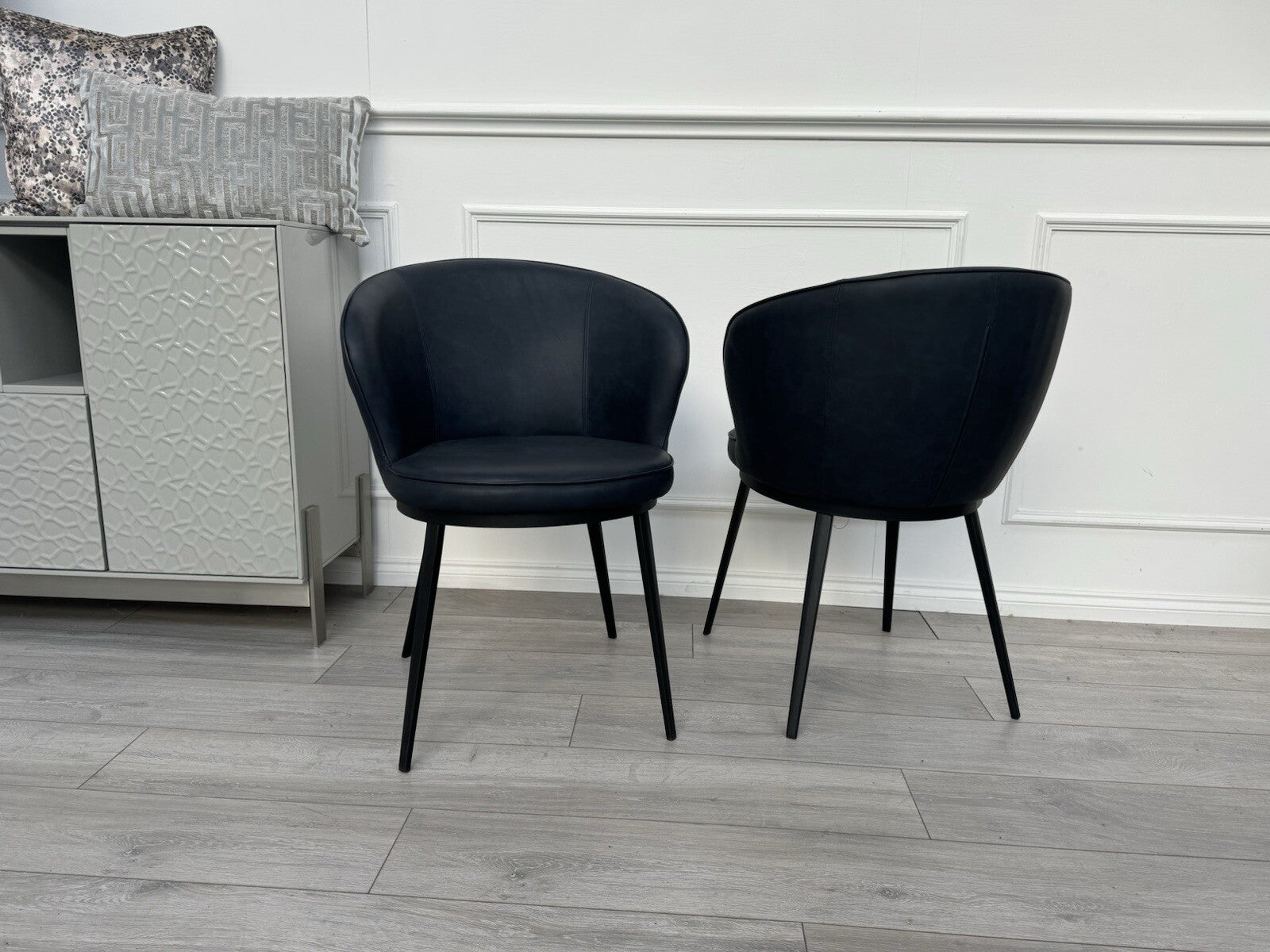 Furniture Village Hela Pair of 2 Navy Faux Leather Dining Chairs0