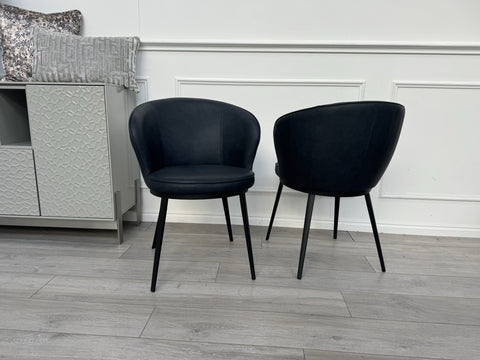 Furniture Village Hela Pair of 2 Navy Faux Leather Dining Chairs0