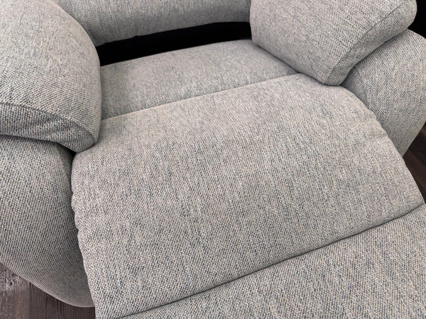 G Plan Kingsbury Power Recliner Armchair Woven Light Blue/ Grey RRP £24256
