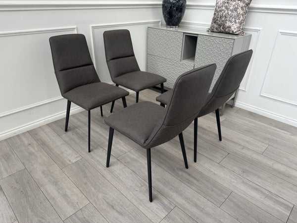 Furniture Village Bodahl Odin Set of 4 Grey Suede Dining Chairs0