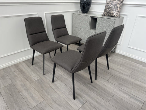 Furniture Village Bodahl Odin Set of 4 Grey Suede Dining Chairs0